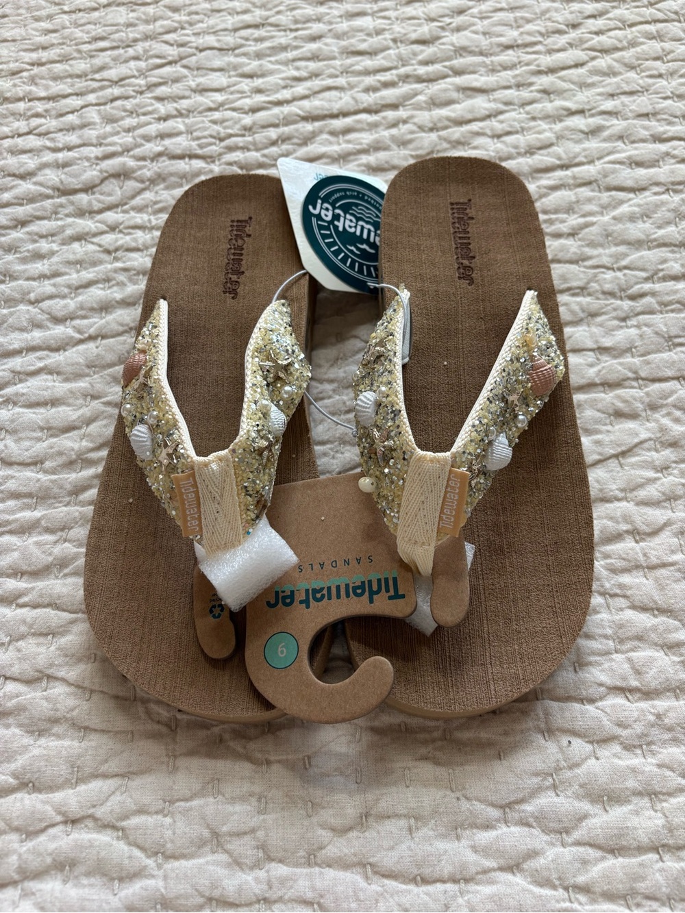 Tidewater Women's Tan Beaded Beach Sandals